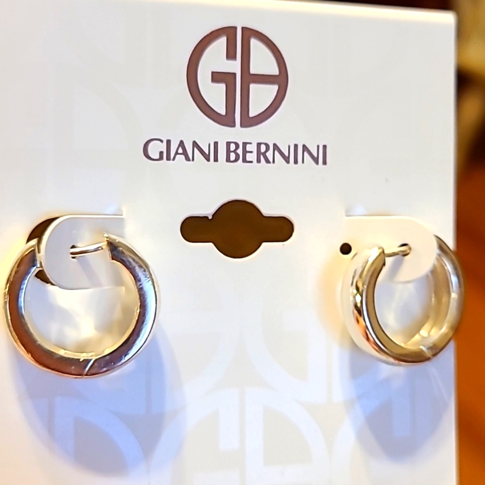 Giani Bernini Sterling Silver Thick Hinge Hoop Earrings NWT